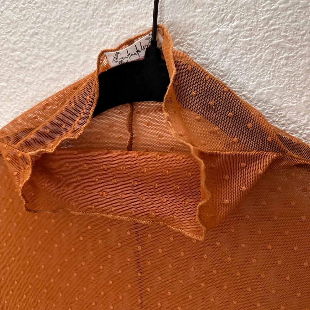Free People x intimately. Sheer, Orange, Long Sleeve Top. Size Large. - Picture 11 of 16